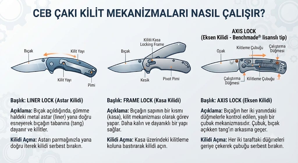 Liner Lock, Frame Lock ve Axis Lock Kilit Sistemleri Nasıl Çalışır?