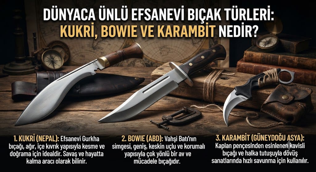 Dünyaca Ünlü Efsanevi Bıçak Türleri: Kukri, Bowie ve Karambit Nedir?