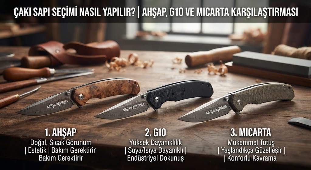 Çakı Sapı Seçimi Nasıl Yapılır? Ahşap, G10 ve Micarta Karşılaştırması