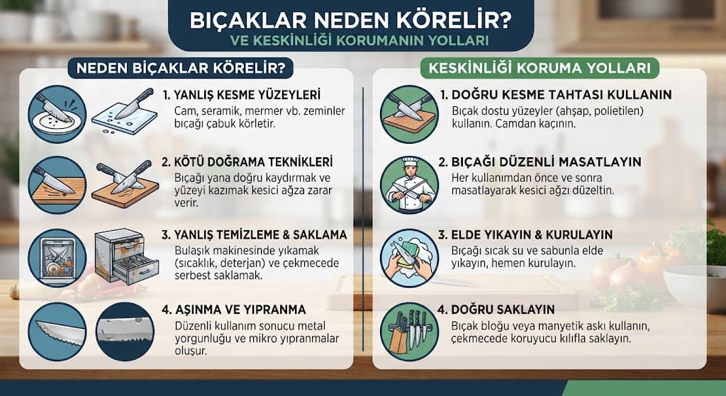 Bıçaklar Neden Körelir? Keskinliği Korumanın Yolları