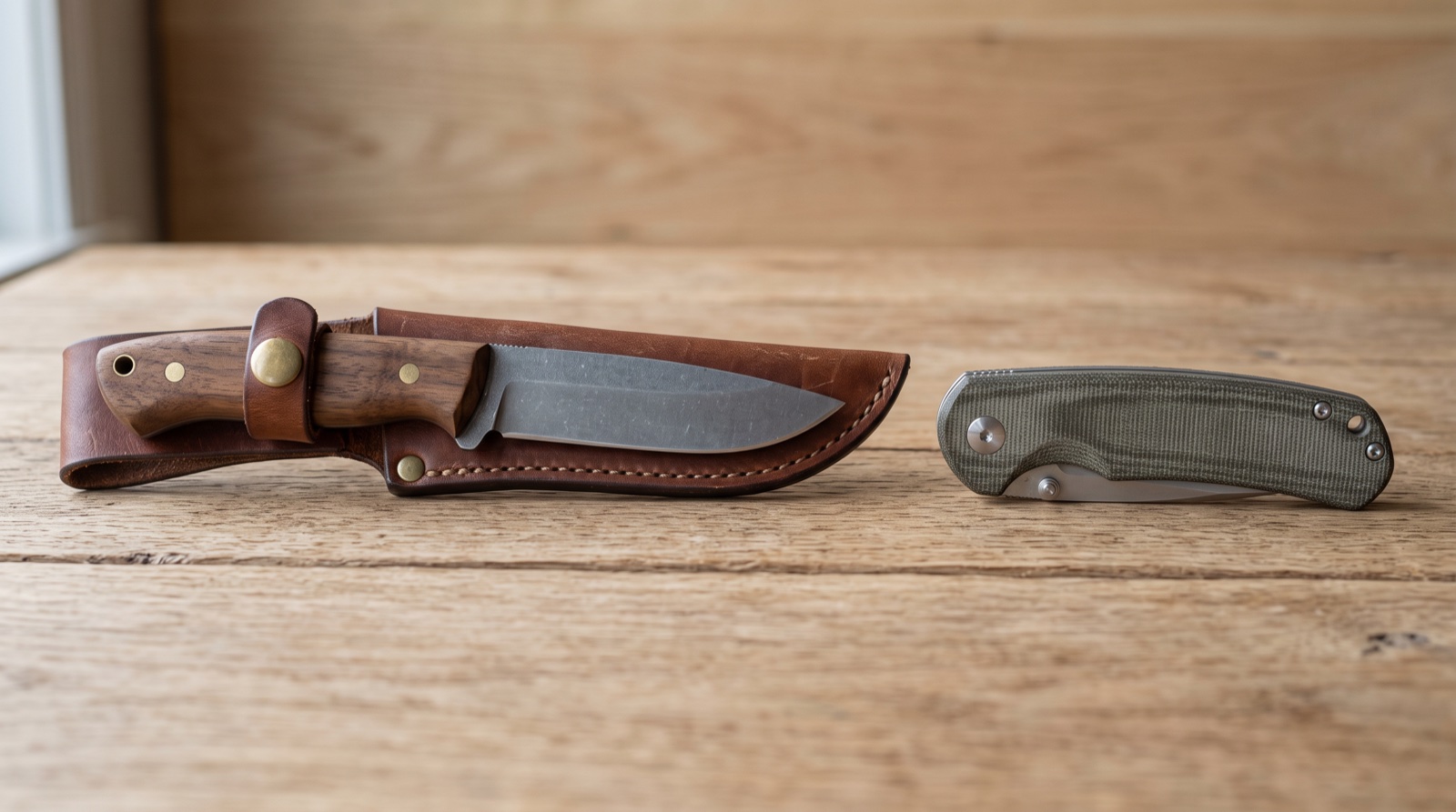 Kılıflı sabit kamp bıçağı ile kapalı katlanır outdoor bıçak karşılaştırması