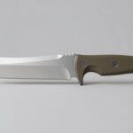 Temiz teknik ürün çekiminde güvenli şekilde yatay duran premium drop point outdoor bıçak